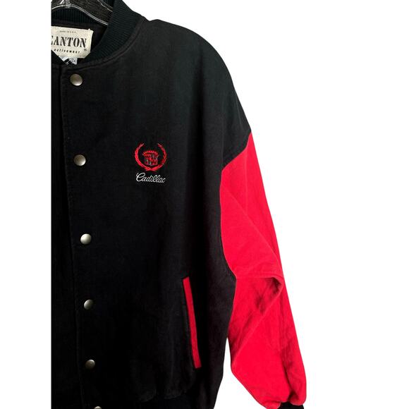 Vintage Cadillac By Canton Activewear Jacket Fleece Bomber Men's size M Red - Picture 2 of 6